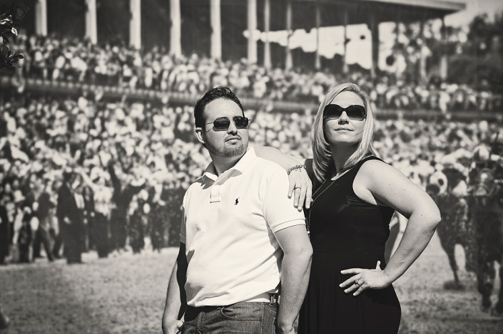 engagement downtown louisville churchill inspired sunny day tracks couple